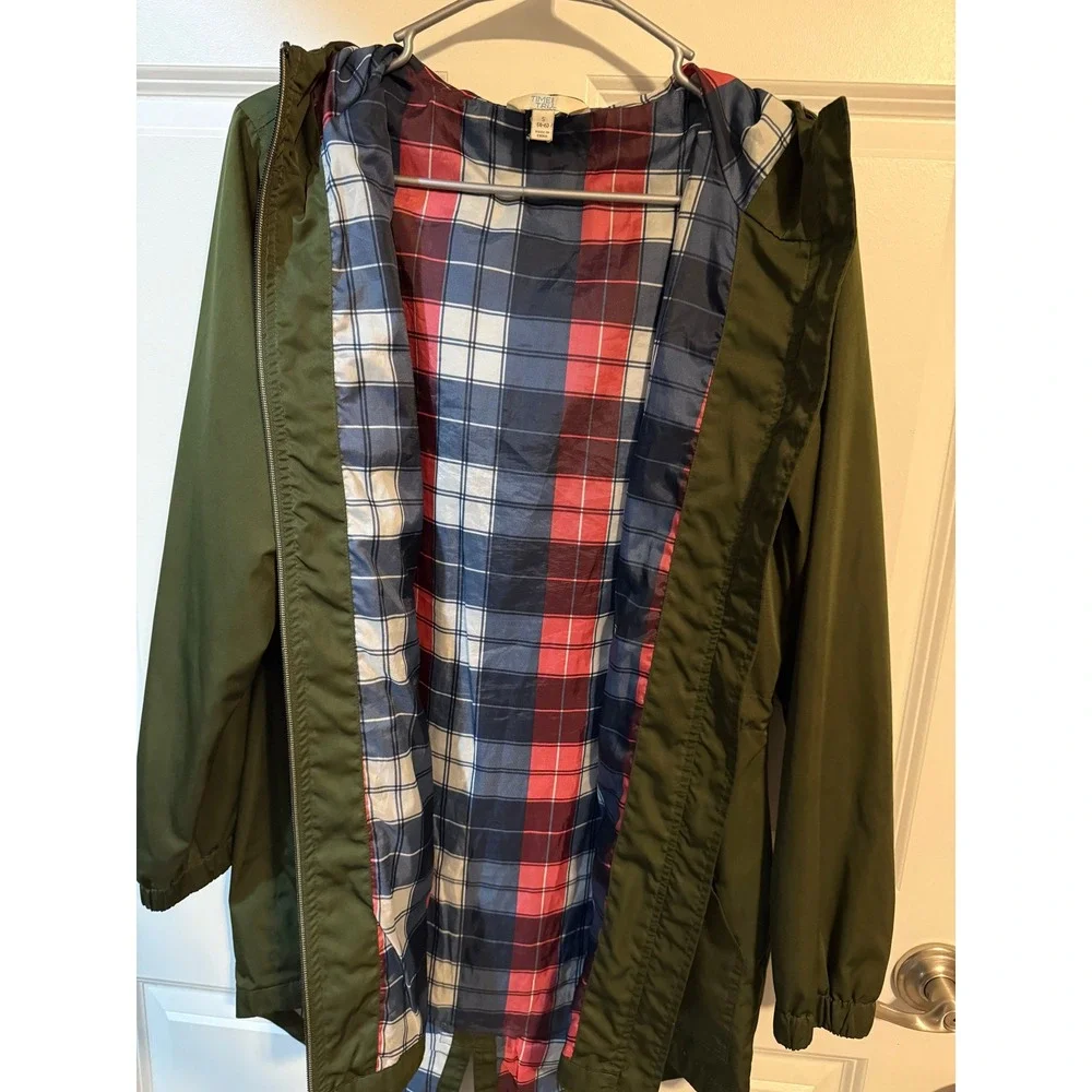 Time and Tru‎ Olive Green Hooded Drawstring Anorak Jacket - Womens
